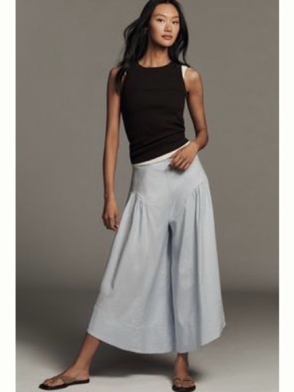 Anthropologie Linen Extended Waist Pants in Xenon Blue